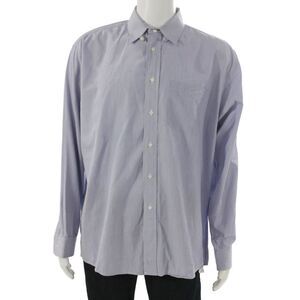 Pierre Balmain Mens Blue Striped Button Up Cotton Dress Shirt Size 16.5